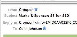Groupon: Marks and Spencer: £5 for £10